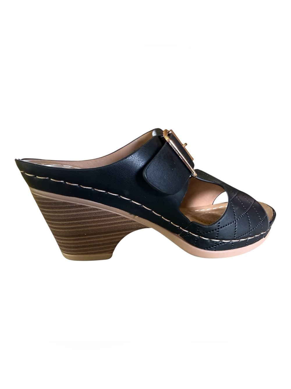 Henry Ferrera Black Wedge Sandals 6.5 NIB